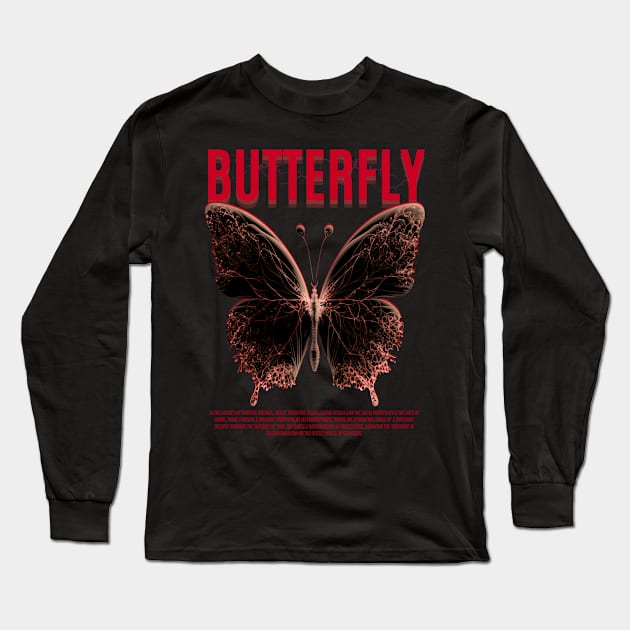 Red Butterfly Long Sleeve T-Shirt by RyuSanz